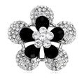 Black White Flower Crystal Metal Brooch Pin 4.9 x 5 cm view 1