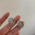 Silver Pave Daisy Oval Necklace Earrings And Ring Set view 4