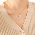 Square Butterfly White Shell Pendant Necklace Gold or Steel view 6