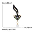 Abstract Fox Brooch in Black or White Enamel With Pearl Drop view 5