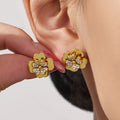 Four Leaf Clover Zircon Necklace Bracelet Ring Earring Set view 4