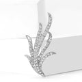 Narcissus Leaf Rhinestone Brooch Gold or Silver Pin view 3