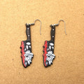 Black Red Floral Knife Novelty Hook Earrings in Ten Designs view 8