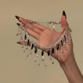 Black and Clear Crystal Fringe Choker Necklace with Crystal Accents view 4