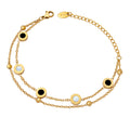 Double Layer Disc Bracelet Shell Acrylic Gold Steel view 5