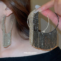 Crystal Mesh Fringe Hoop Earrings in Three Finishes view 2