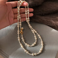 White Faux Pearl Double Strand Long Necklace With Gold Tone Clasps view 6