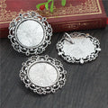 Filigree Flower Round Pendant Bezel Blank for Cabochon Craft view 3