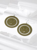 Silver Tone Round Openwork Face Hook Earrings in Six Colors view 3