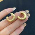 Silver Tone Frosted Puffy C Shaped Small Hoop Earrings view 2