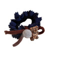 Coffee Brown Ruffle Scrunchie With Leopard Bear And Gray Pom view 5