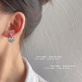 Silver Open Heart Blue Purple Crystal Drop Stud Earrings view 3