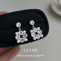 Silver Tone Rhinestone And White Pearl Floral Cluster Stud Earrings view 4