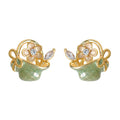 Gold Tone Green Basket Flower And Bow Stud Earrings For Women view 5