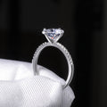 Silver Cushion Four-Prong Clear CZ Solitaire Pavé Ring view 3