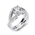 Round Crystal Split Shank Ring with Marquise Openwork view 2