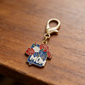 Blue Mom Floral Enamel Keychain Gold Lobster Clasp view 3