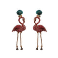 Flamingo Crystal Tassel Earrings in Pink and Green view 5