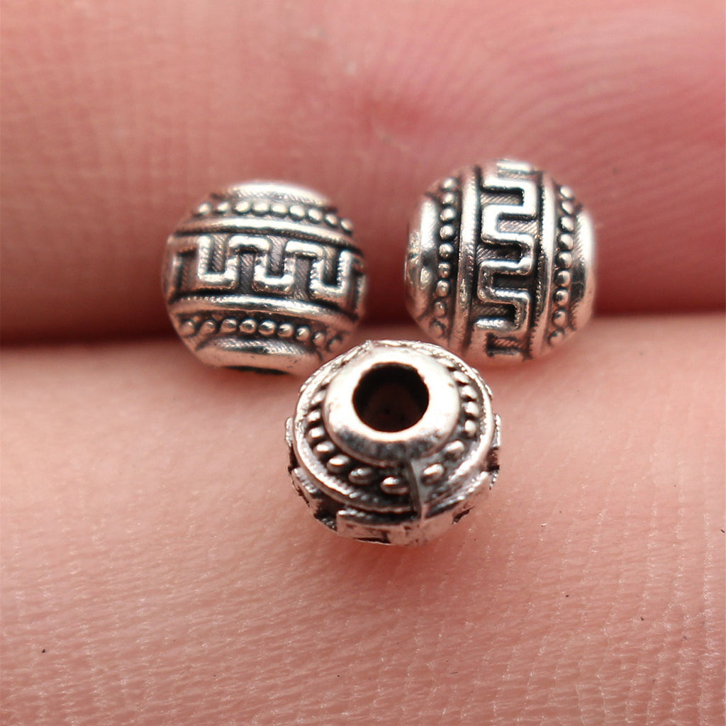 5.9x5.6x5.3mm 0.45g Antique Silver Zinc Alloy Vintage Texture Spacer Beads for DIY Bracelet Making