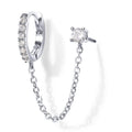 Hoop-To-Stud Chain Single Earring In Polished Gold And Silver Tones view 2