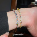 Multicolor Teardrop Crystal Gold Tone Adjustable Bracelet view 1