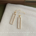 Gold Hook Enamel Avocado Leaf Pearl Frame Drop Earrings view 9