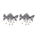 Silver Crystal Butterfly Mesh Duckbill Hair Clips Pair view 5