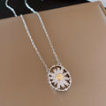 Silver Pave Daisy Oval Necklace Earrings And Ring Set view 6