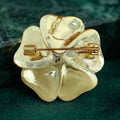 Enamel Camellia Flower Brooch Pearl Center Crystal Rim Two Colors view 3