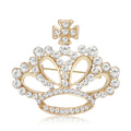 Silver Gold Tone Rhinestone Crown Openwork Brooch Pin view 1