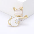 Enamel Cat Brooch Gold Tone Cabochon Head Accent Pin view 7