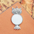 Owl Round Cabochon Pendant Tray Jewelry Making Component view 2
