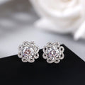 Floral Cluster Crystal Stud Earrings in Silver Tone view 1