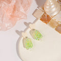 Glitter Resin Kiwi Popsicle Drop Earrings Cream Heart Studs view 6