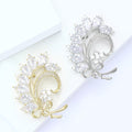 Crystal Bow Bouquet Metal Brooch in Silver and Gold view 3