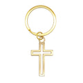 Gold Tone Hollow Openwork Cross Metal Keychain Split Ring view 5