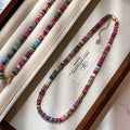 Multicolor Natural Stone Heishi Bead Gold Accent Necklace view 2