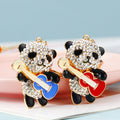 Jeweled Guitar Panda Keychains in Four Configurations with Two Wrist Loops view 3