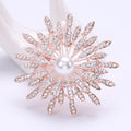 Radiating Crystal Petal Flower Brooch with Pearl Center view 6