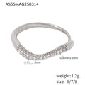 Stainless Steel Wave Pave Zircon Rings Gold Steel Multicolor view 8