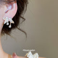 Silver Crystal Leaf Stud Earrings with Clear Floral Branch Design view 3