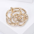 Crystal Camellia Outline Brooch in Gold or Silver Tone view 3
