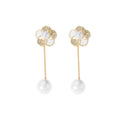 Flower Clear Look Center and Pearl Look Jacket Earrings view 5