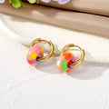 Gold Tone Small Hoop Earrings with Irregular Acrylic Loops view 2