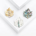 Green White Yellow Mother of Pearl Maple Leaf Brooch view 1