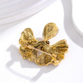 Red Gold Tone Ginkgo Leaf Metal Brooch Pin for Jackets and Lapels view 3