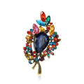 Crystal Leaf Spray Brooch with Faceted Stones for Jackets and Scarves view 5