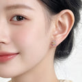 Gold-Tone Mini Pink Zircon Five Petal Flower Stud Earrings view 2