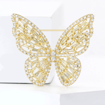 Baguette Crystal Butterfly Brooch Eight Color Options