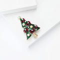 Green Enamel Christmas Tree Brooch with Colorful Ornaments view 4